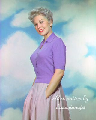 Kim Novak 1954 Restored Tri - Chrome Color Portrait Lavender Belle