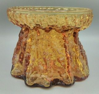 Rare Viking Glass Amber Tree Bark Candle Holder W Tag,  Candle Whouah