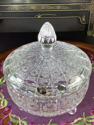 Bohemia Czech Republic Lead Crystal Footed Candy Dish With Lid