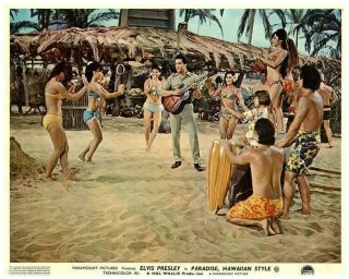 Paradise Hawaiian Style Lobby Card Elvis Presley Girls In Bikinis Dance