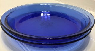 Vintage Pyrex Cobalt Blue 9” Pie Pan Baking Dish Set Of 2 Usa 209 Straight Edge