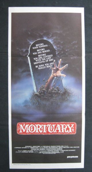 Mortuary 1983 Orig Australian Daybill Movie Poster Horror Slasher Graveyard