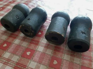 Vintage 4 Wooden Tent Dolly Post Ends Ex Mod Army Marquee