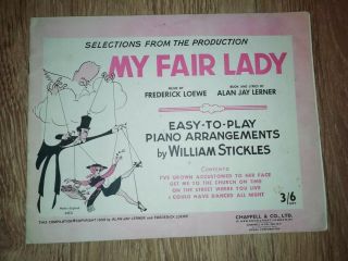 Vintage Sheet Music Selections From My Fair Lady Piano Arrangements 1956