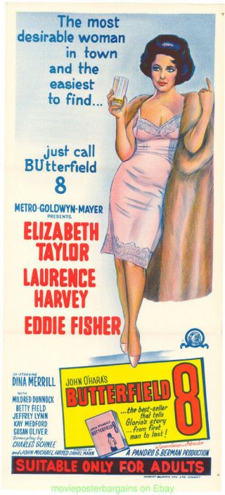 Butterfield 8 Movie Poster Elizabeth Taylor Australian Daybill R1966