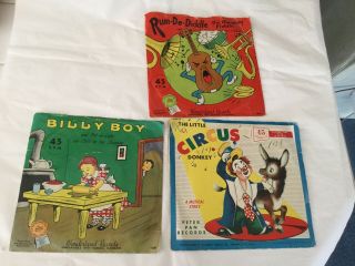 3 Vintage 45 Rpm Records Billy Boy,  Tina The Ballerina & Rum - De - Diddle Fiddle