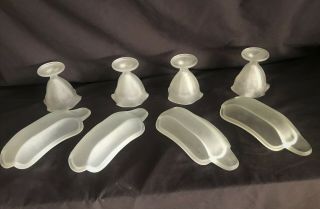 4 Vintage Tulip Sundae Cups,  4 Banana Split boats Heavy Frosted Indiana Glass 2