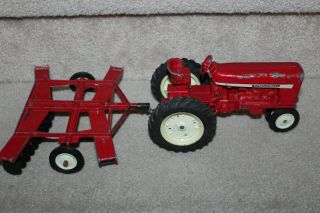 Vintage Ertl International Harvester Tractor And 4 Gang Disk Harrow - 1/16 Scale