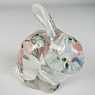 Fenton Art Glass Bunny Rabbit Hand Painted Signed By P.  Lane Usa