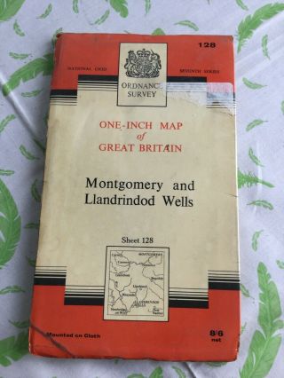 Vintage Ordnance Survey Map Sheet 128 - Montgomery And Llandrindod Wells (t5)