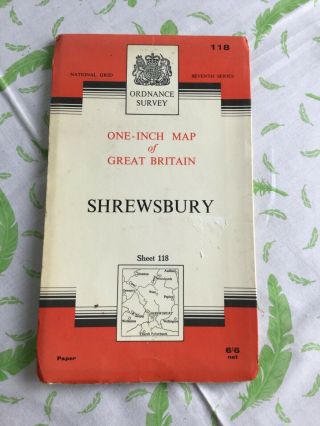 Vintage Ordnance Survey Map Sheet 118 - Shrewsbury - National Grid (t5)
