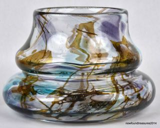 Fostoria Signed Hand Blown Modernist Art Glass Vase 1977