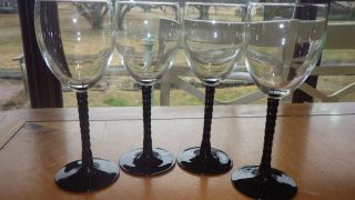 Black Twisted Stem Wine Glasses Water Goblets Mikasa 4 9 Oz Elegant Twisted Stem