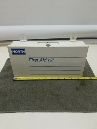 Vintage North First Aid Kit Metal Wall Mountable Box
