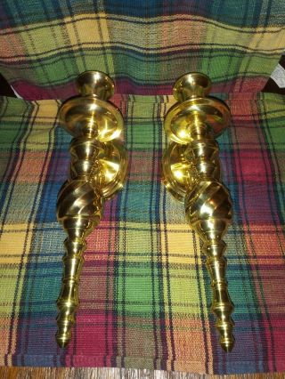 Vintage Brass Wall Mount Candle Sconces Candlesticks Pair