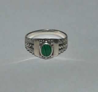 Vintage Sterling Silver And Malachite Ring Size 6.  5