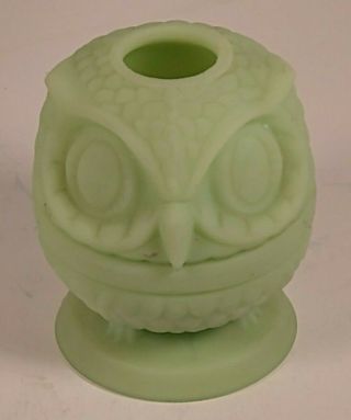 Vtg Fenton Glass Owl Fairy Lamp Lime Green Color