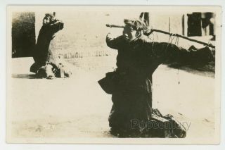 Vintage Photograph China 1920s Peking Canton Torture Wood Stocks Photo