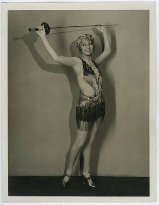 Large 1920s Dolores Brinkman Silent Film Flapper Fencing Photograph