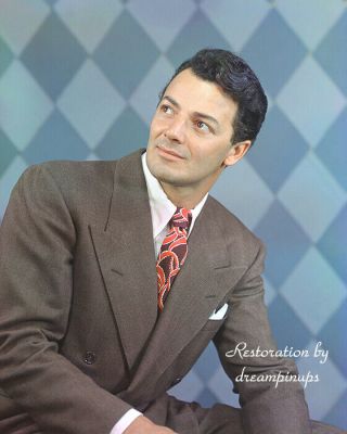 Cornel Wilde 1946 Restored Tri - Chrome Color Portrait Dapper Suit