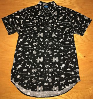 Star Wars Button Up Shirt Size Sm All Over Print Tie Fighter X Wing Deathstar