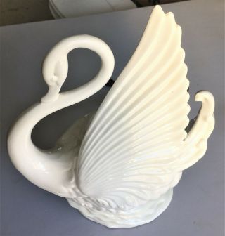 Vintage Maddux Ceramic Pottery White Swan Tv Light – Planter - Nightlight