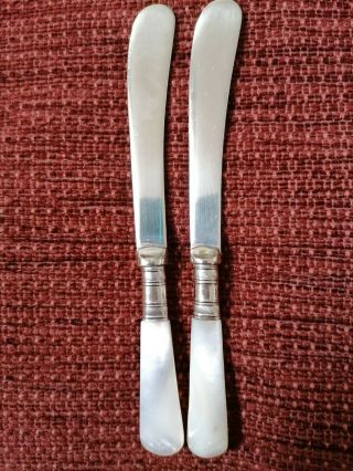 Antique/vintage Silver Plate Cutlery Butter Knives/mother Of Pearl Handl
