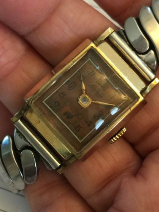 Vintage 1930s Louis Watch Copper Dial Swiss Made Runs/stops 10k Gold Filled