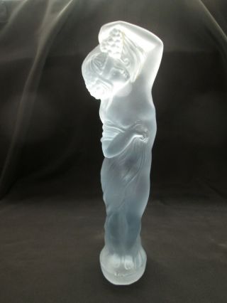 Art Deco Blue Frosted Glass Jobling 1930s Semi Clad Lady Figure Centrepiece