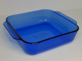 Vintage Pyrex Cobalt Blue Glass Square Baking Pan Casserole Dish 8x8x2 222 - R