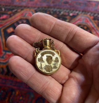 Vintage Brass Chicago,  Il Souvenir Perfume Bottle Pendant Necklace Jewelry