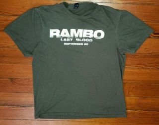 Rare Rambo Last Blood Movie Promo Army Green T Shirt Stallone First Blood Part 2