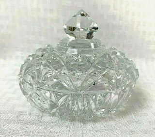 Vintage Lead Crystal Faceted Dish With Lid