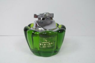 Viking Glass Cigarette Lighter Mcm Green With Label