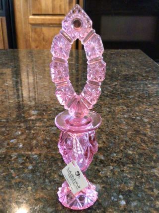 Fenton Pink Purple Glass Perfume Bottle With Stopper 8 1/2 " Tall Nwt