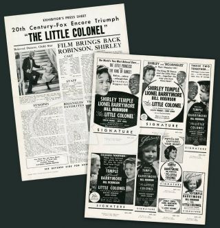 Shirley Temple Little Colonel 20th Fox 1950 Re - Release 2 - Sided Press Sheet