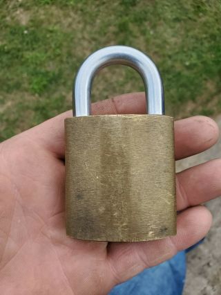 Vintage Medeco Brass Padlock Lock.  NO Key. 3