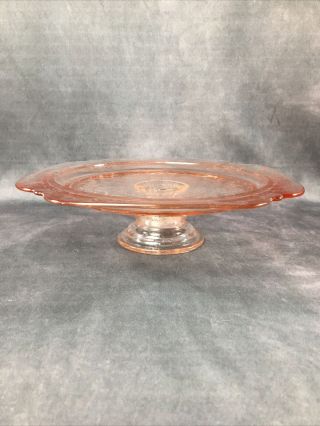 Vintage Pink Depression Glass Footed Pedestal Cake Stand - Recollections Madrid