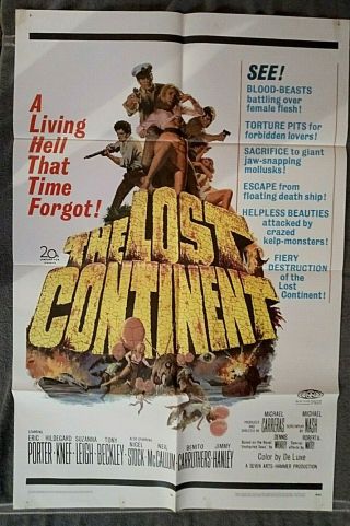 The Lost Continent Movie Poster Hammer Film Suzanna Leigh Dana Gillespie 1968