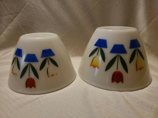2 Vintage Fire King Tulip Splash Proof Mixing Bowls Oven Ware