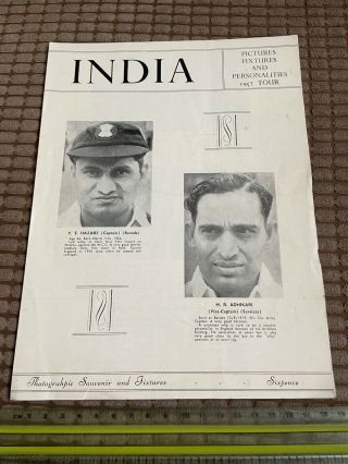 Vintage India Cricket Tour To England Programme 1952 - Hutton Washbrook,
