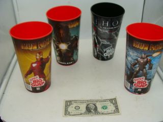 Seven Eleven Slurpee Big Gulp Iron Man 2 & Thor Movie Cup - Set Of 4 Cups