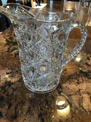 Vintage Eapg Clear Glass Pitcher Crystal 7 "