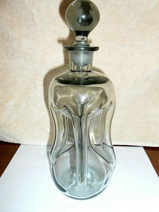 Holmegaard ' KLUK KLUK ' Smokey Gray Glass Decanter w/Stopper 2