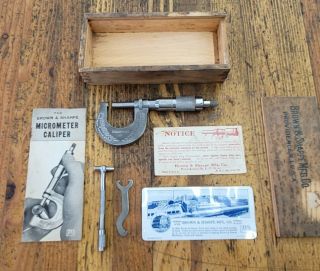 Vintage Tools Brown & Sharpe Micrometer 0 - 1 " Machinist Toolmakers Pristine ☆usa