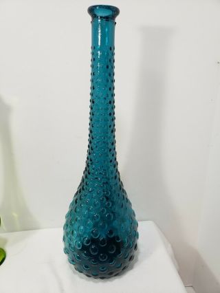 Vintage Blue Bubble Genie Bottle Decanter Empoli Made In Italy 15.  5 "