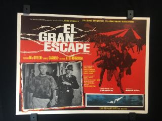 1963 The Great Escape Steve Mc Queen Mexican Lobby Card 16 " X12 "