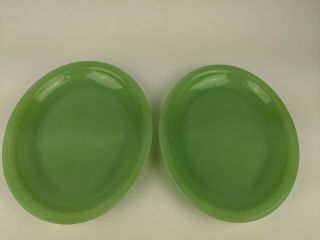 Jadeite Fire King Oval Plates (set Of 2) - Vintage Green - Size 10x8x1