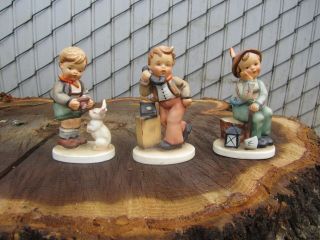 Set Of 3 Vintage Napco Boy Figurines Hold Still,  Tired,  Is She Home Like Hummel