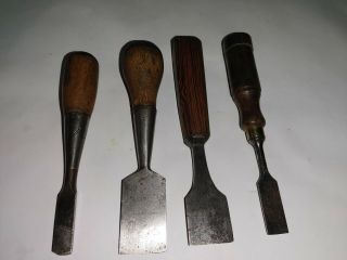 4 Vintage Wood Chisels 6 1/2 